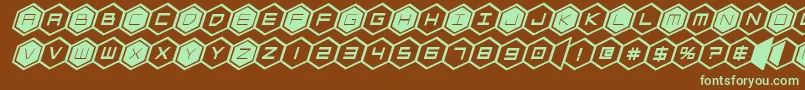 hexgonboldital Font – Green Fonts on Brown Background