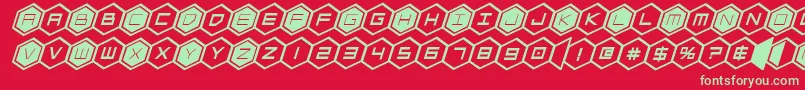 hexgonboldital Font – Green Fonts on Red Background