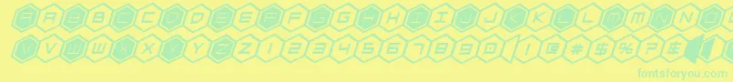 hexgonboldital-Schriftart – Grüne Schriften auf gelbem Hintergrund