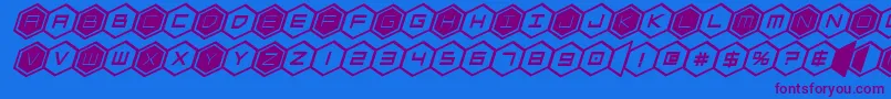 hexgonboldital Font – Purple Fonts on Blue Background