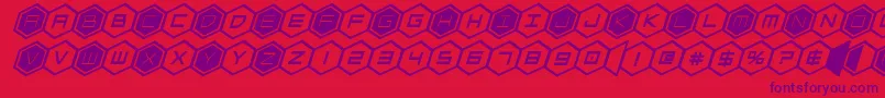 hexgonboldital-Schriftart – Violette Schriften auf rotem Hintergrund