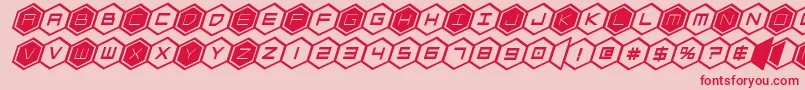 Czcionka hexgonboldital – czerwone czcionki na różowym tle