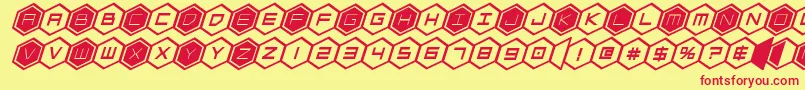 hexgonboldital Font – Red Fonts on Yellow Background