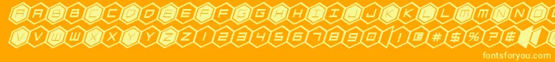 Шрифт hexgonboldital – жёлтые шрифты на оранжевом фоне