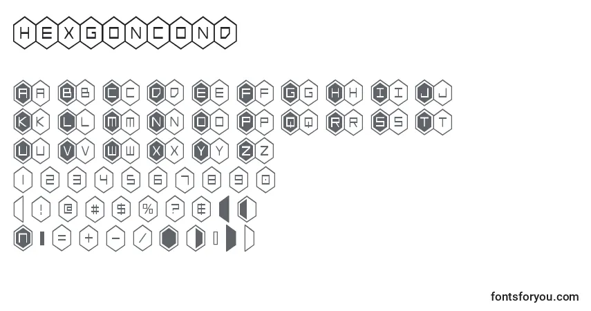 A fonte Hexgoncond – alfabeto, números, caracteres especiais