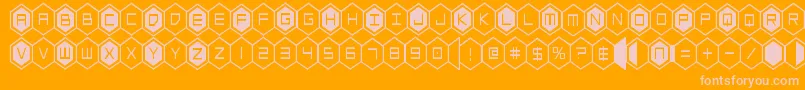 hexgoncond-fontti – vaaleanpunaiset fontit oranssilla taustalla