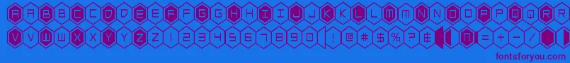 フォントhexgoncond – 紫色のフォント、青い背景