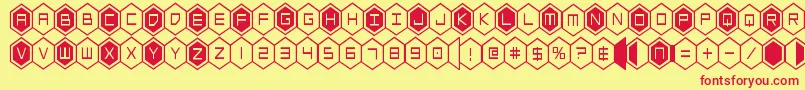 hexgoncond Font – Red Fonts on Yellow Background