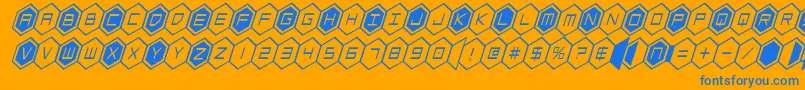 hexgoncondital-Schriftart – Blaue Schriften auf orangefarbenem Hintergrund