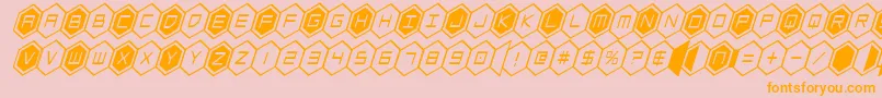 hexgoncondital-Schriftart – Orangefarbene Schriften auf rosa Hintergrund