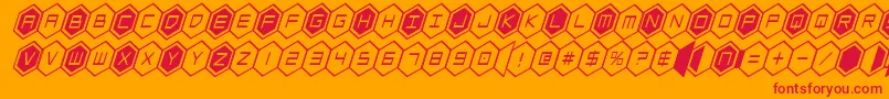 hexgoncondital-Schriftart – Rote Schriften auf orangefarbenem Hintergrund