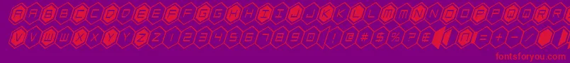 hexgoncondital-Schriftart – Rote Schriften auf violettem Hintergrund