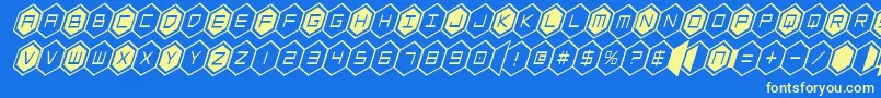 hexgoncondital Font – Yellow Fonts on Blue Background