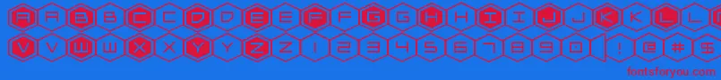 hexgonexpand-Schriftart – Rote Schriften auf blauem Hintergrund