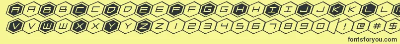 hexgonexpandital Font – Black Fonts on Yellow Background
