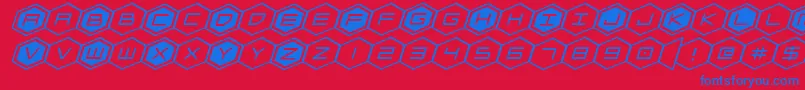 hexgonexpandital Font – Blue Fonts on Red Background