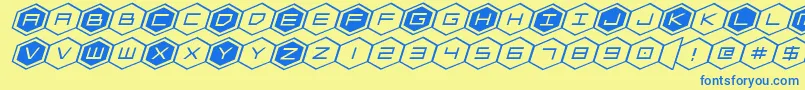 Fonte hexgonexpandital – fontes azuis em um fundo amarelo