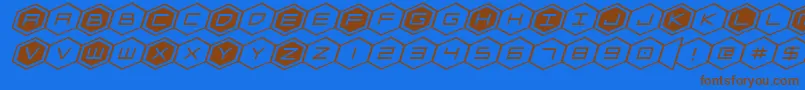 hexgonexpandital Font – Brown Fonts on Blue Background