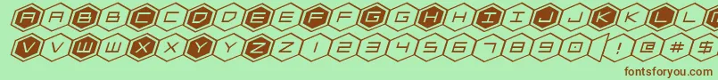 フォントhexgonexpandital – 緑の背景に茶色のフォント