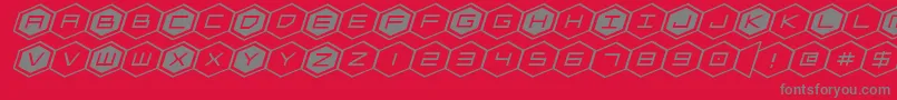 hexgonexpandital-Schriftart – Graue Schriften auf rotem Hintergrund