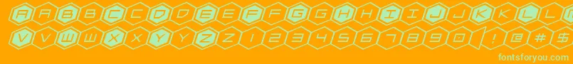 hexgonexpandital Font – Green Fonts on Orange Background