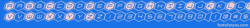 hexgonexpandital Font – Pink Fonts on Blue Background