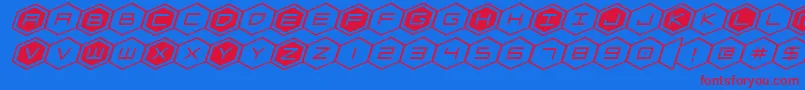 hexgonexpandital Font – Red Fonts on Blue Background