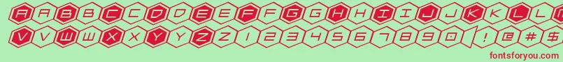 hexgonexpandital Font – Red Fonts on Green Background