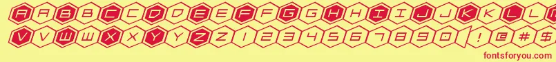 hexgonexpandital Font – Red Fonts on Yellow Background
