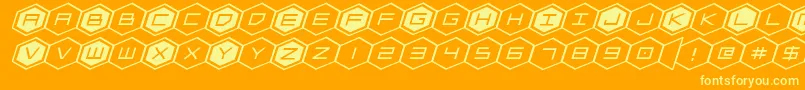 hexgonexpandital-Schriftart – Gelbe Schriften auf orangefarbenem Hintergrund