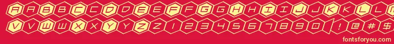 hexgonexpandital Font – Yellow Fonts on Red Background