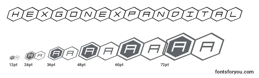 Размеры шрифта Hexgonexpandital