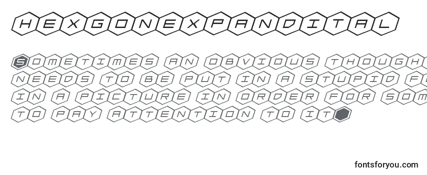 Review of the Hexgonexpandital Font