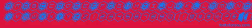 hexgonital Font – Blue Fonts on Red Background