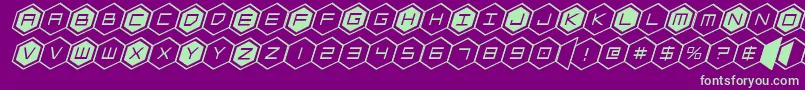 hexgonital Font – Green Fonts on Purple Background