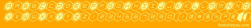 hexgonital-Schriftart – Gelbe Schriften auf orangefarbenem Hintergrund