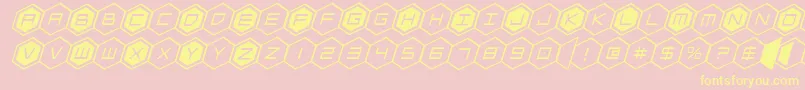 hexgonital-Schriftart – Gelbe Schriften auf rosa Hintergrund