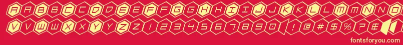 hexgonital Font – Yellow Fonts on Red Background