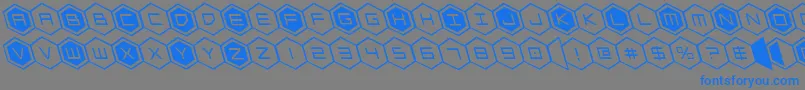 hexgonleft-Schriftart – Blaue Schriften auf grauem Hintergrund