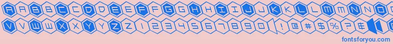 フォントhexgonleft – ピンクの背景に青い文字