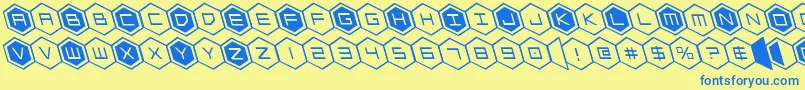 hexgonleft Font – Blue Fonts on Yellow Background