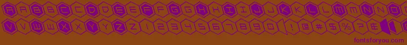 hexgonleft-Schriftart – Violette Schriften auf braunem Hintergrund