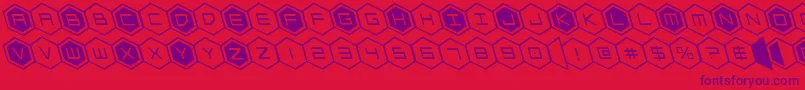 hexgonleft-Schriftart – Violette Schriften auf rotem Hintergrund