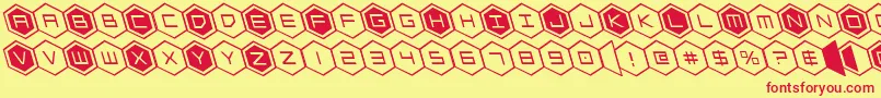 hexgonleft Font – Red Fonts on Yellow Background