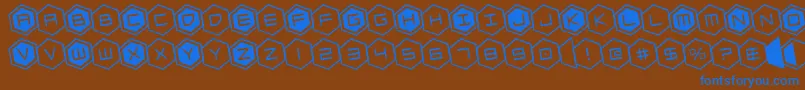 hexgonrotate-Schriftart – Blaue Schriften auf braunem Hintergrund