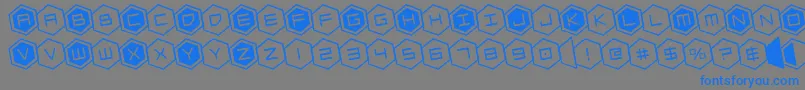 hexgonrotate-Schriftart – Blaue Schriften auf grauem Hintergrund