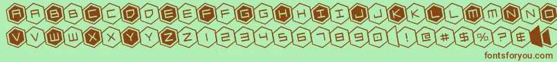 hexgonrotate Font – Brown Fonts on Green Background