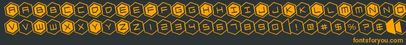 hexgonrotate Font – Orange Fonts on Black Background