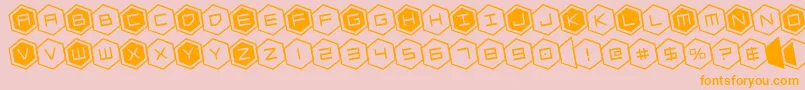 Czcionka hexgonrotate – pomarańczowe czcionki na różowym tle