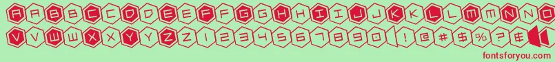 hexgonrotate Font – Red Fonts on Green Background